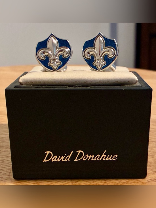 David Donahue Other - David Donahue Sterling Silver Fleur-de-Lis on Blue Shield Cuff Links